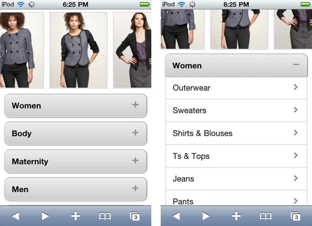 Gap Mobile Website