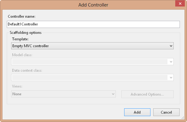 Adding a controller to an ASP.NET MVC application