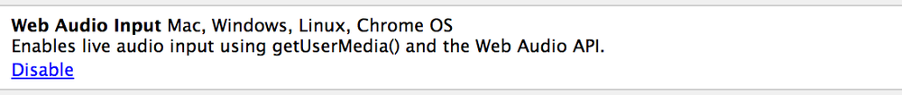 Enabling web audio input in Chrome