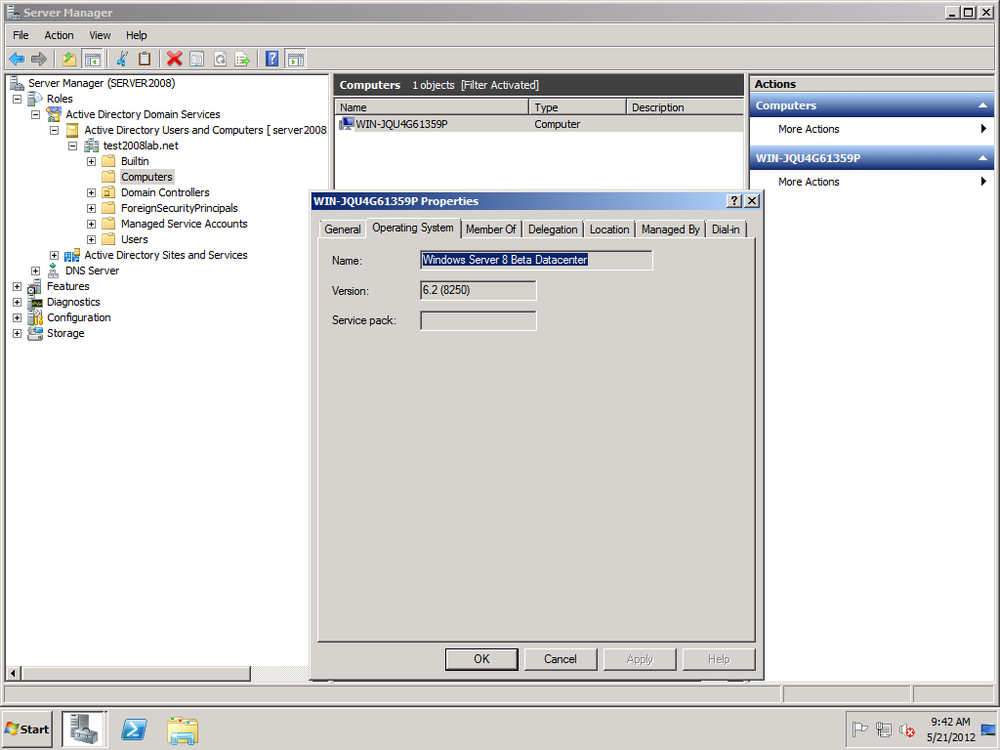 Adding Server 2012 to a Server 2008 R2 domain