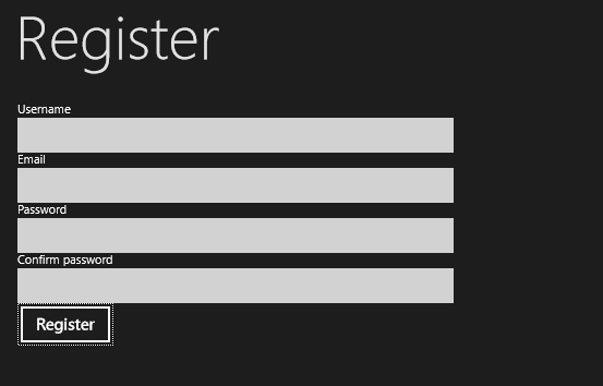 The intended layout of our registration form