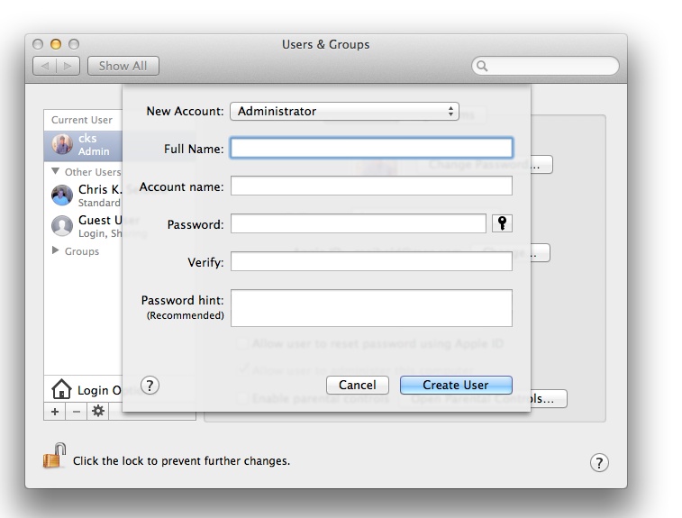Adding a new Administrator to your Mac. This one won’t be for day-to-day use; instead, you’ll use it on those special occasions when you want to boss your computer around for a bit.