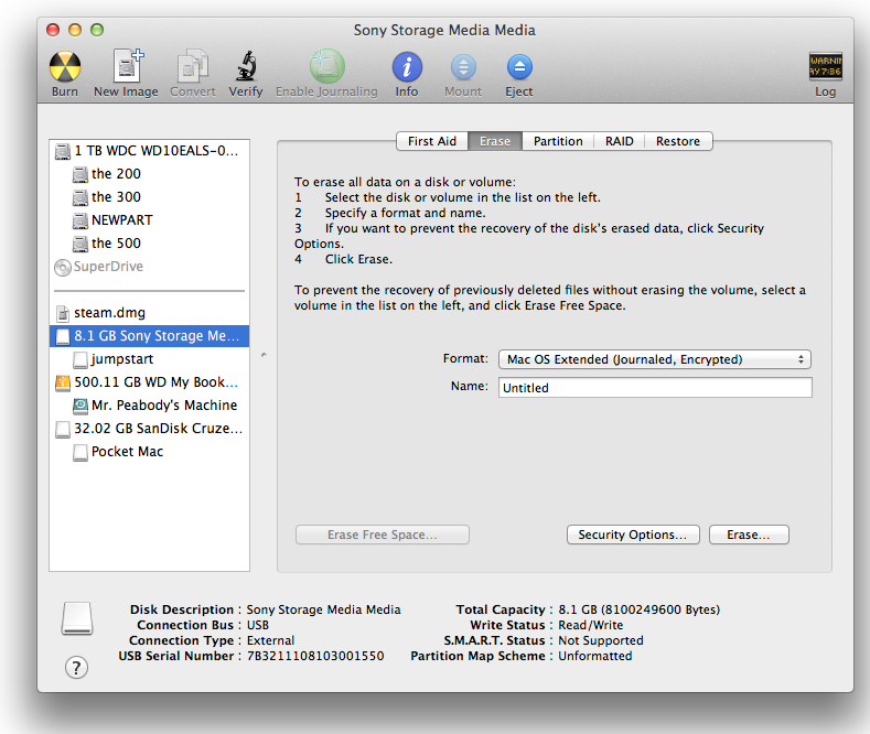 Changing the factory settings to an OS X–preferred format.