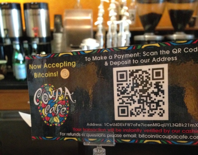 Coupa Café in Palo Alto, California, accepts Bitcoin payments (courtesy of Kashmir Hill, Forbes)