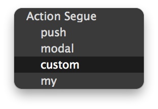 Associating a custom segue with the action of our button