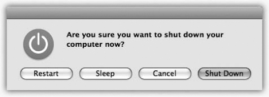 Once the Shut Down dialog box appears, you can press the S key instead of clicking Sleep, R for Restart, Esc for Cancel, or Return for Shut Down.