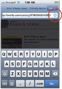 Even some of the standard icons of the built-in apps cause confusion for newcomers. After several weeks of use, many users still don’t realize the X icon in Safari’s location bar can be used to clear the web address. Meanwhile, in user tests, first-timers often expect that the + icon, which is used to bookmark pages, will instead enlarge the page text.