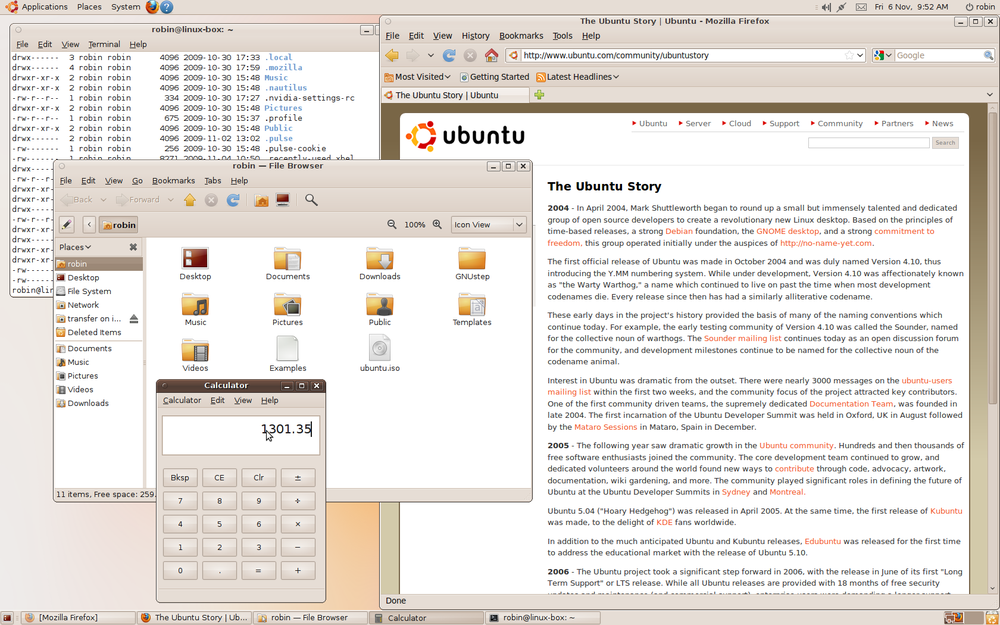 A typical Ubuntu desktop using GNOME