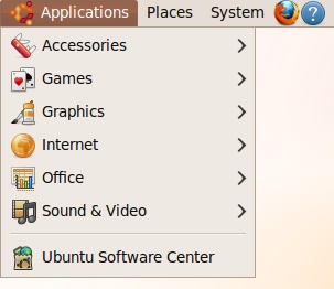 The default Applications menu