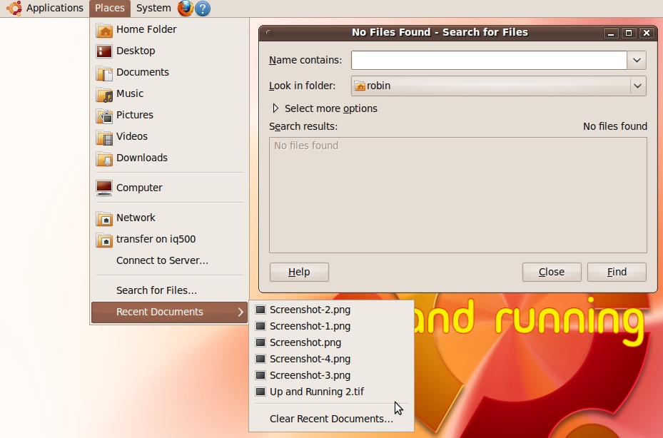 Searching for Files and the Recent Documents menu