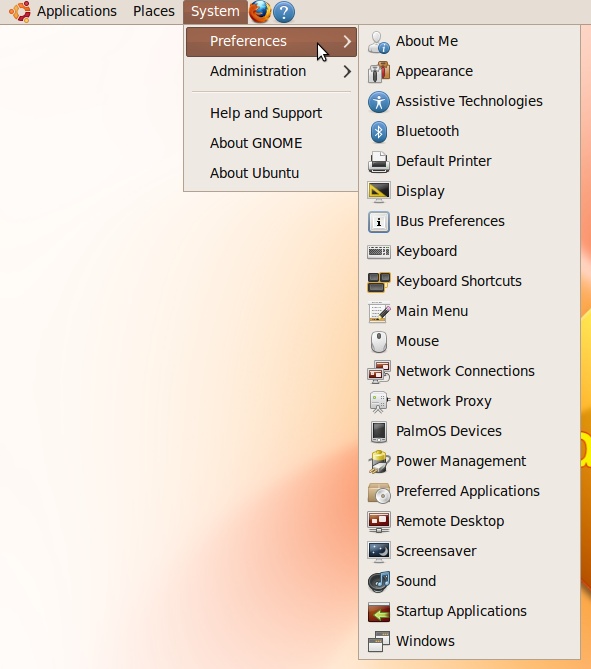 The System Preferences menu