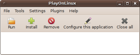 The PlayOnLinux main window