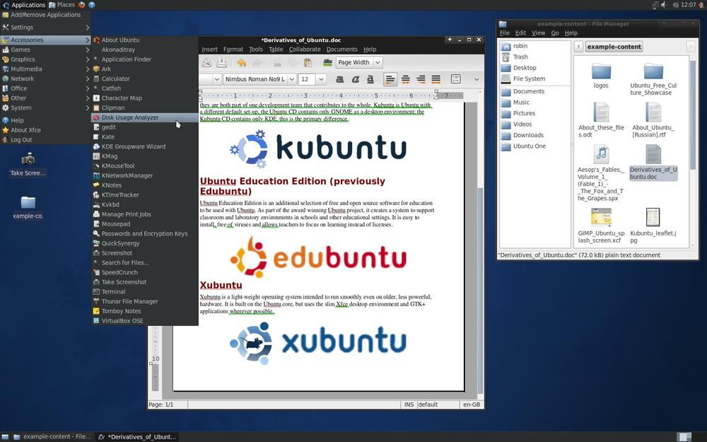 A typical Xubuntu desktop