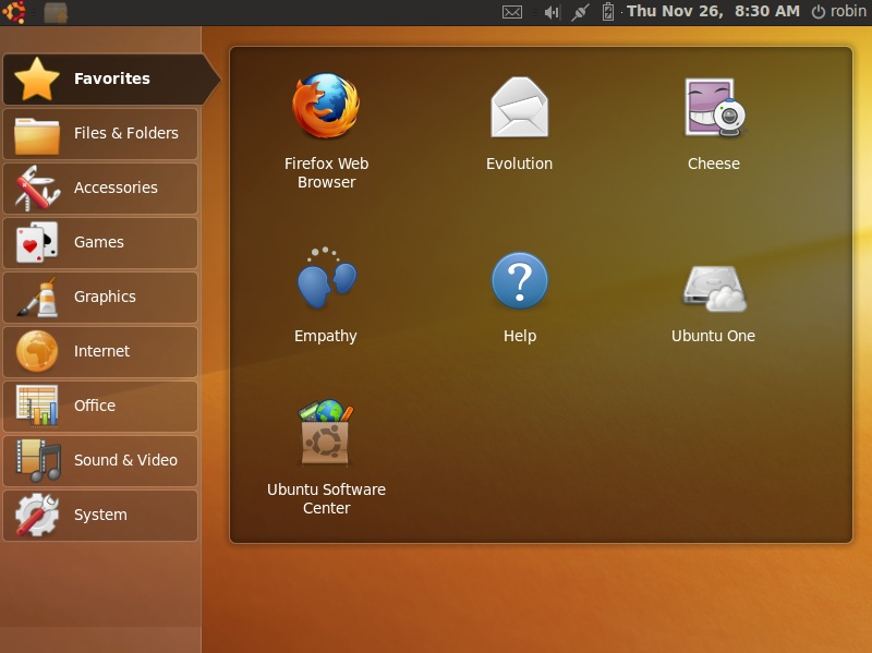 The Ubuntu Netbook Remix desktop