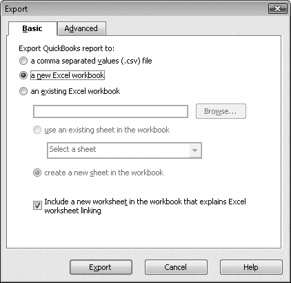 The Export dialog box that appears is already set up to create a new spreadsheet. Click the Export button and you’ll be looking at the Customer List in Excel in mere seconds. If you’d rather give QuickBooks more guidance on creating the spreadsheet, click the Advanced tab and then adjust options like Autofit (which sets the column width so you can see all your data) before clicking Export.