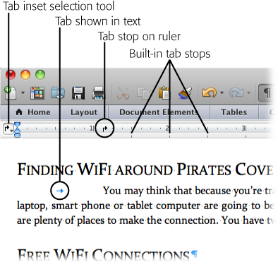 Tabs are just white space in your text, but for Word, they’re these little arrow characters that position your text on the line. You can change your Word preferences (Word→Preferences→ View→Tab characters) to show tabs on your screen.