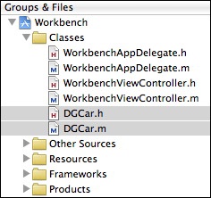 The two class files are created and added to the Classes group