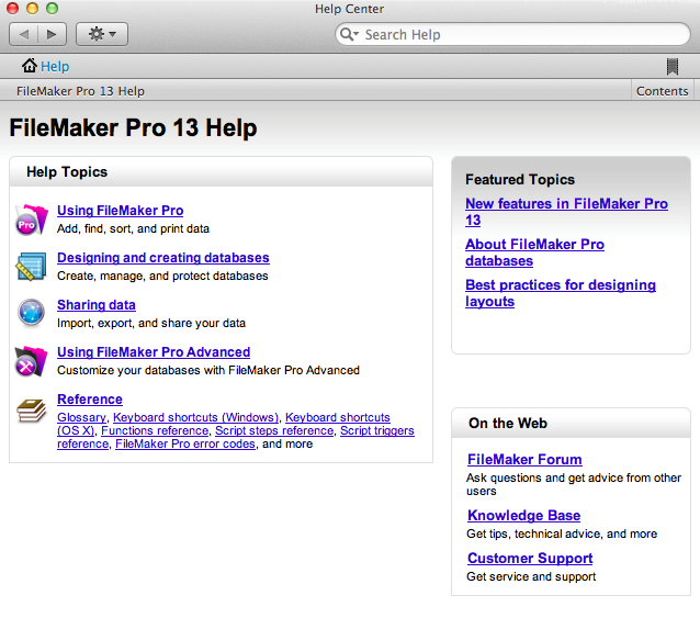 You can click a link to see a topic you want, but it may be faster to type a question in the search box at the upper right. Type a few words to identify your subject and then press the Return key. You’ll see a list of topics that relate to your search term. Click the item that best relates to your question. If it’s not quite right, scroll to the bottom of the screen, where you’ll usually find a Related Topics or Topics in this section area with similar links.