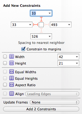 Creating constraints from the layout bar