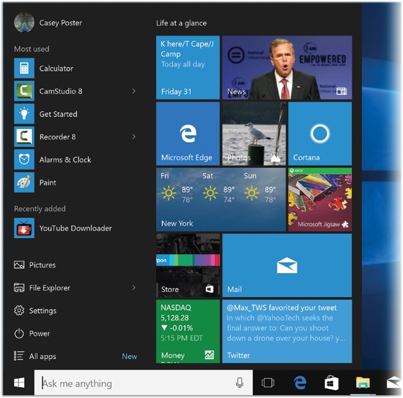 Working with Running Apps, Using the Windows 10 Interface