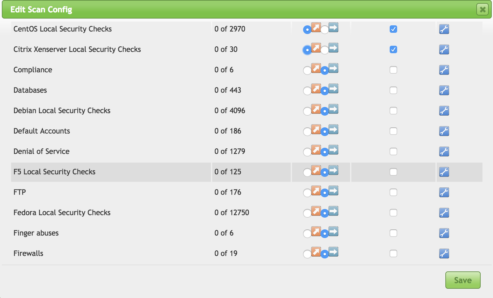 Selecting Vulnerability Families in OpenVAS