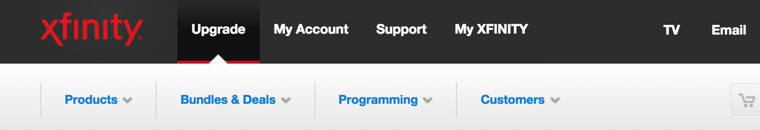 Comcast’s website provides only a clear method to upgrade but not necessarily change or downgrade service