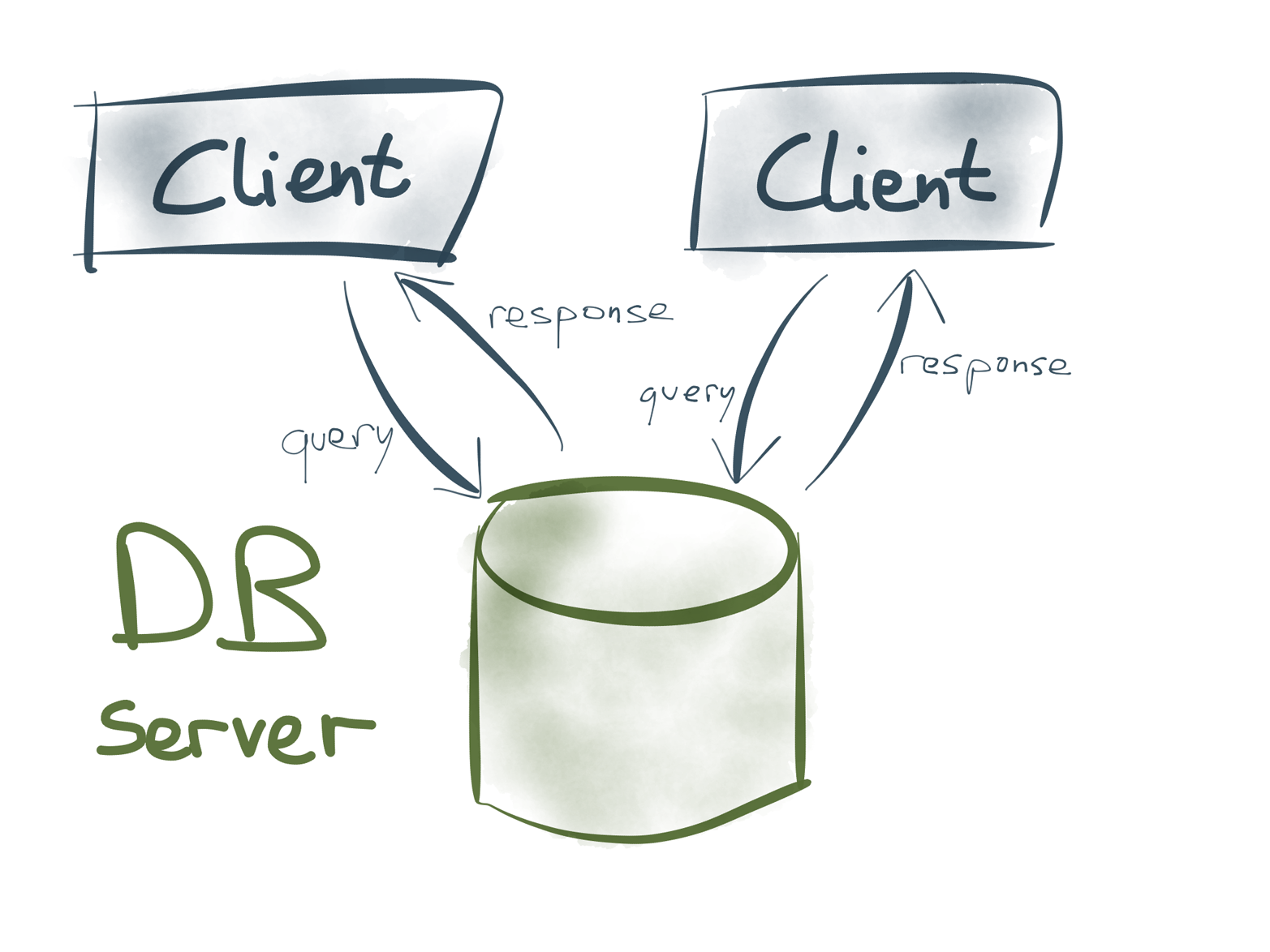 In database systems, servers and clients serve two very different roles.