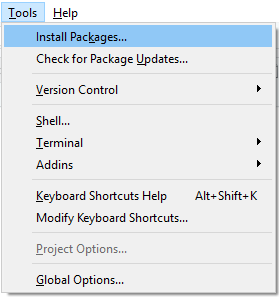 Install packages from the menu path.