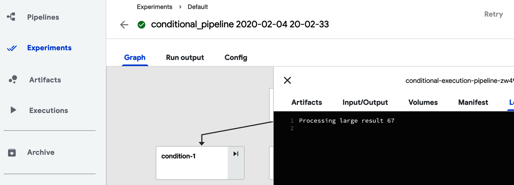 Viewing Conditional Pipeline Log