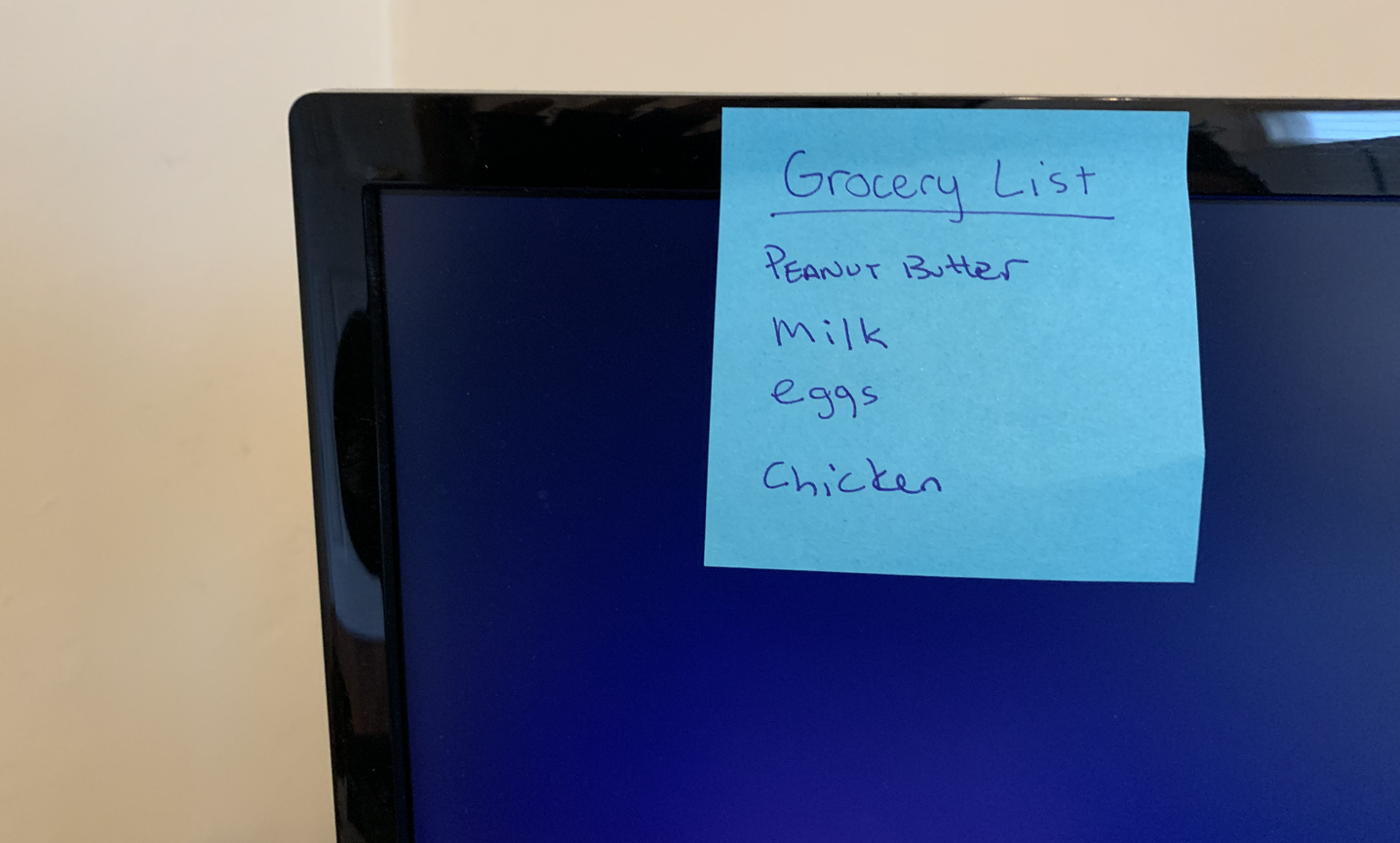 Image of a handwritten shopping list