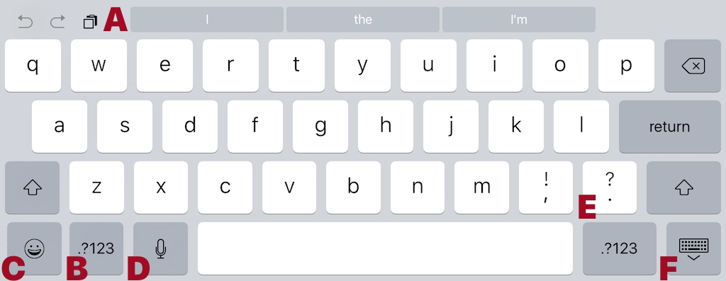 Figure 34: Here’s an example keyboard layout from an iPad Pro in landscape typing in a web form in Safari. Keyboard shortcuts and the QuickType bar make typing on a touch screen easier.