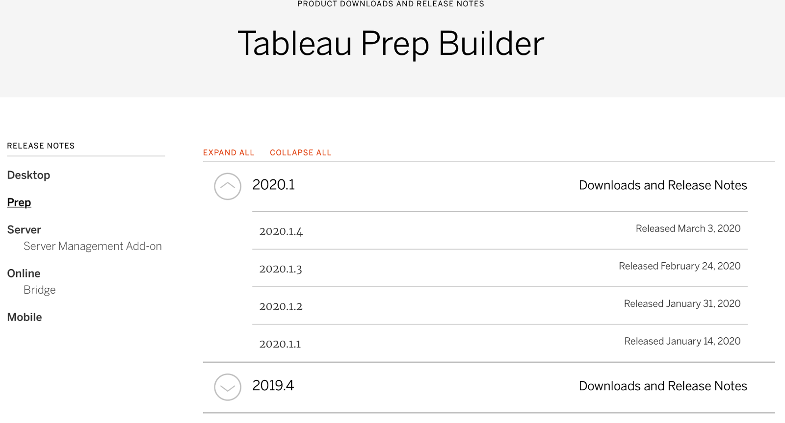Tableau’s download page