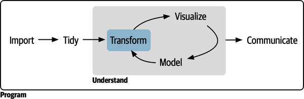 Our data science model, with transform highlighted in blue.