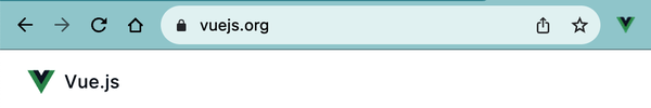 An image of Vue Official Website with Vue Devtools extension icon in Chrome toolbar in highlight