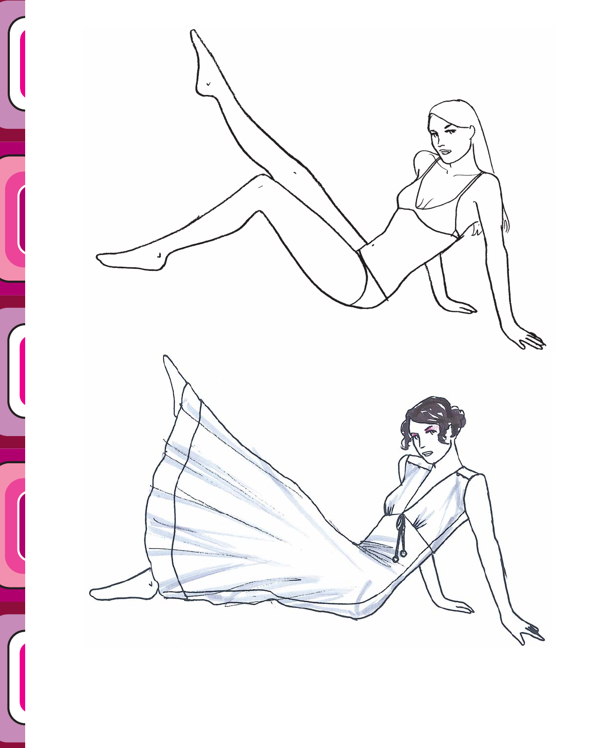 Fashion Designer Sketchbook Figure Template: Purple and White Watercolor  Cover Design, 8.5 
