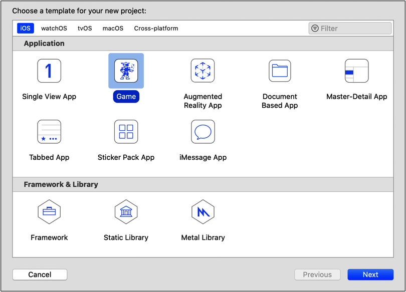 images/CreatingScenesWithSpritesAndNodes/spritekit-project-template.png