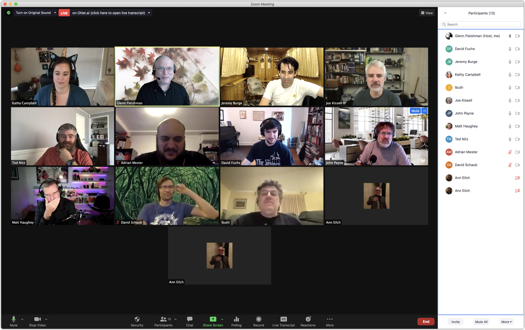 Figure 1: In a typical Zoom meeting, you might have a number of people who you can choose to see on screen at once.