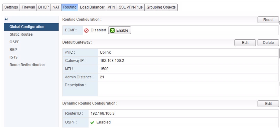 Configuring OSPF on NSX Edge