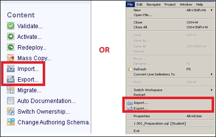 Export and import – moving SAP HANA content manually