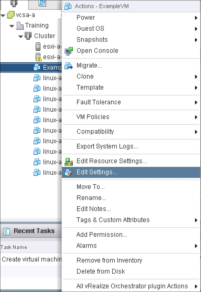 Virtual machine settings