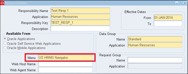 Menu in Oracle apps