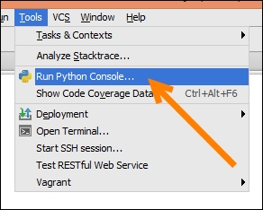 The PyCharm console