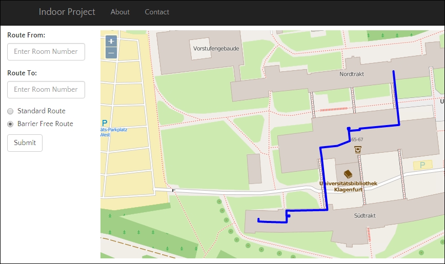 Creating an indoor route from room to room