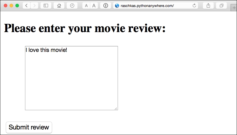 Turning the movie classifier into a web application