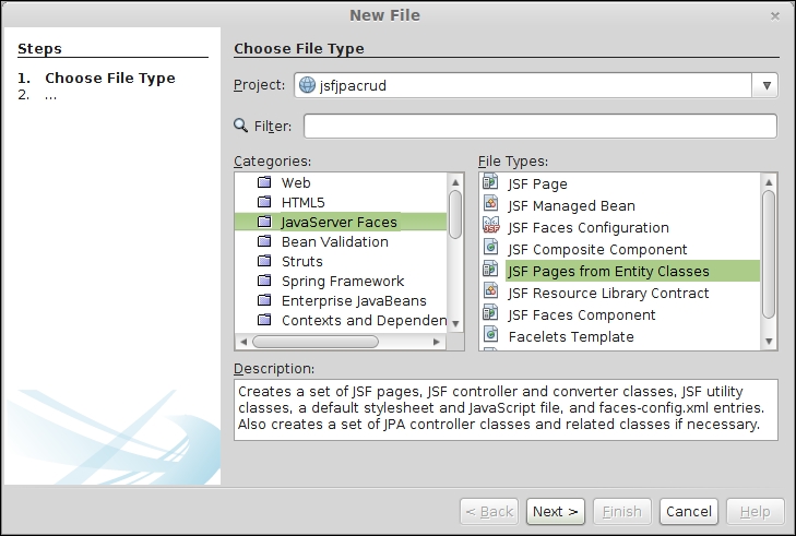 Generating JSF applications from JPA entities