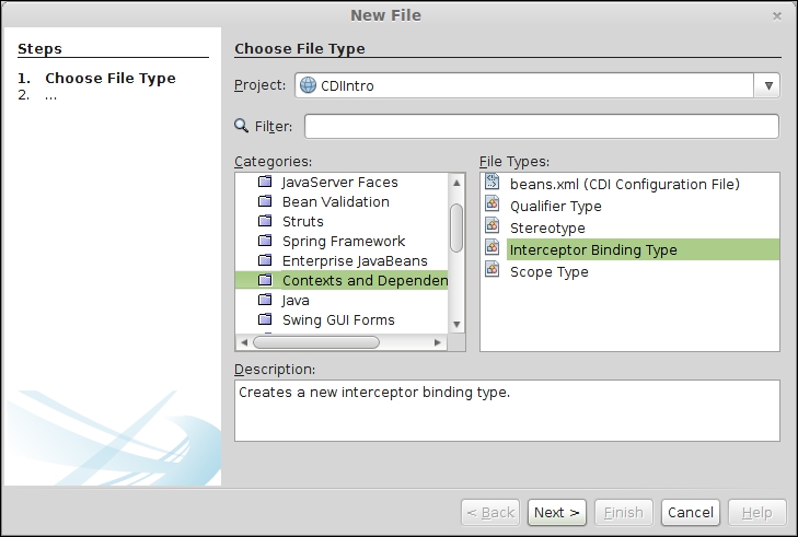 Interceptor binding types