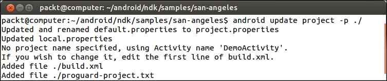 Time for action – compiling and deploying San Angeles sample