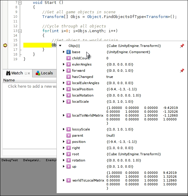 Debugging with MonoDevelop – the Watch window