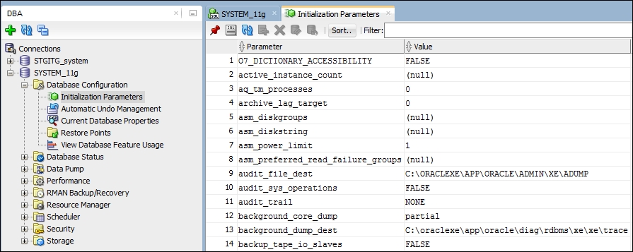 Database Configuration Initialization Parameters Oracle Sql Developer Book 8331