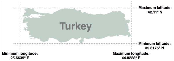 Task – calculate the bounding box for each country in the world